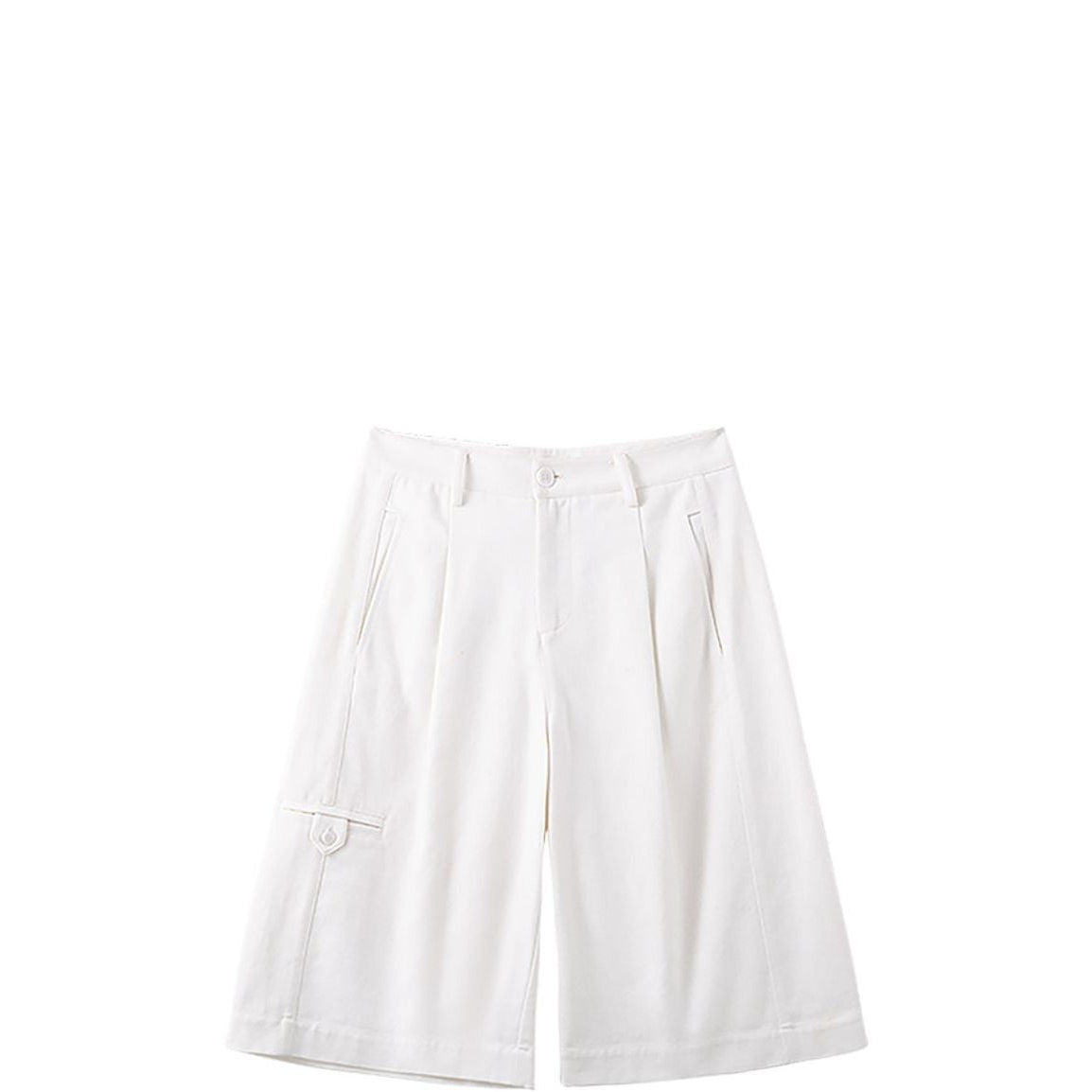 ACSENSE STUDIO Pleated Cotton Culottes in White