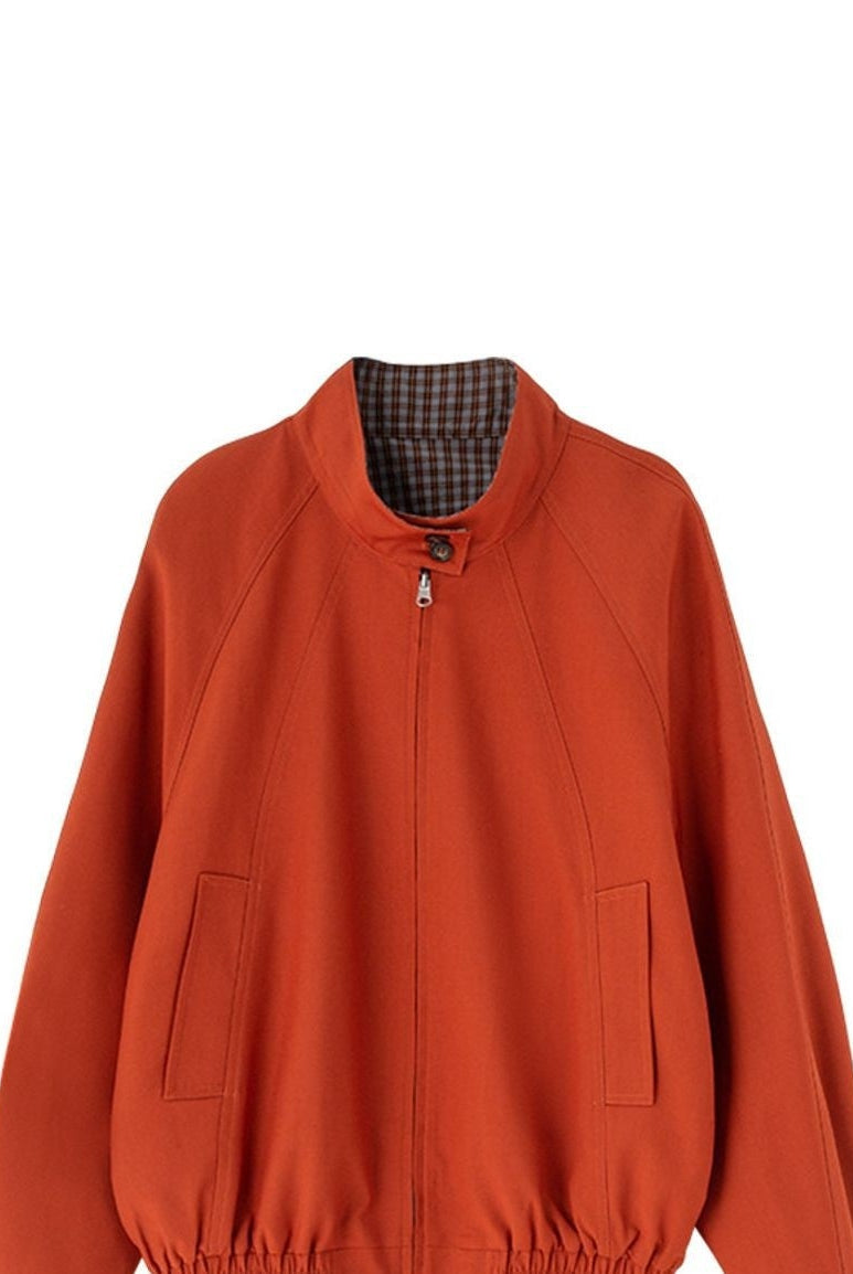 ACSENSE STUDIO Reversible Stand Collar Jacket in Orange