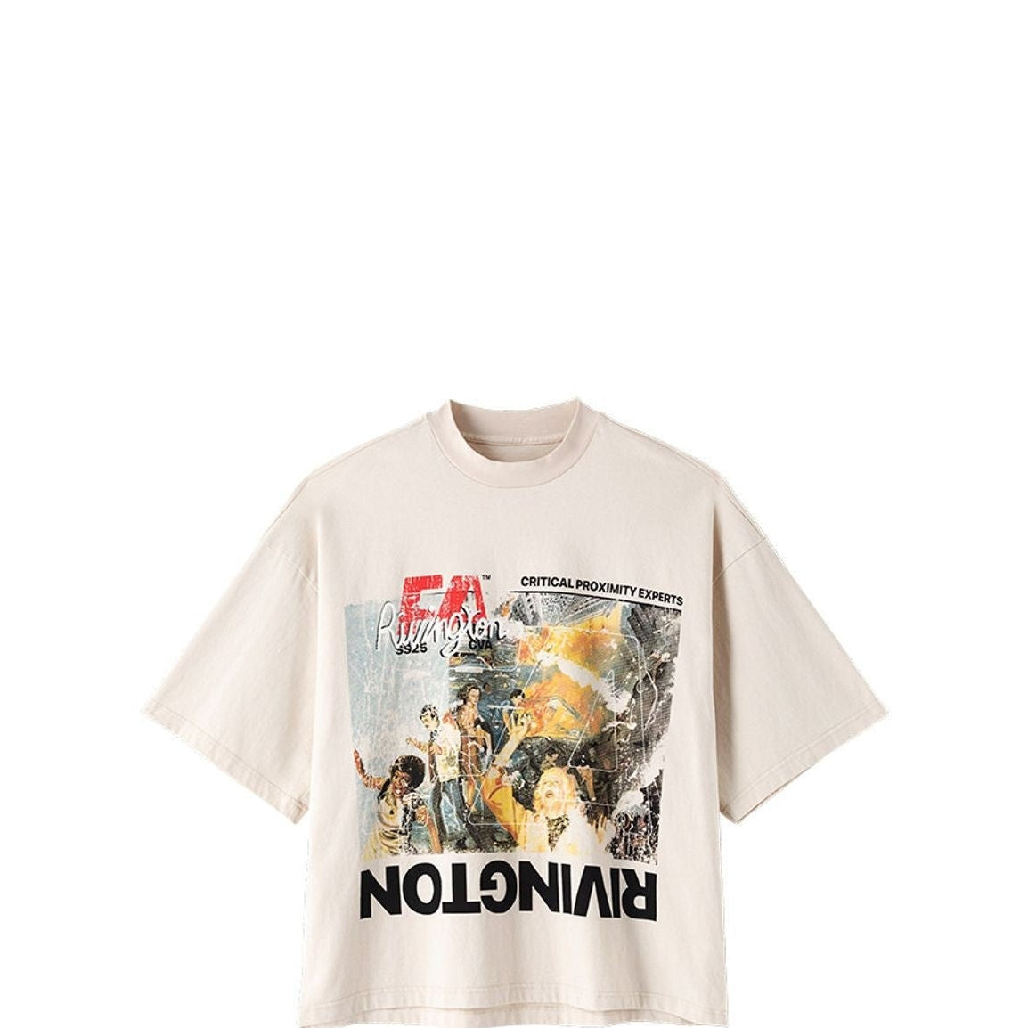 ACSENSE STUDIO Rock Culture Graphic Print T Shirt in Cream