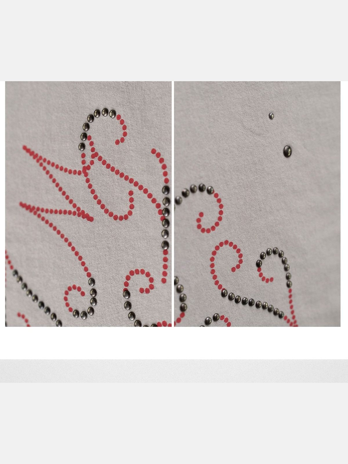 Simple Project Studded Script Logo T Shirt in Beige - Detail