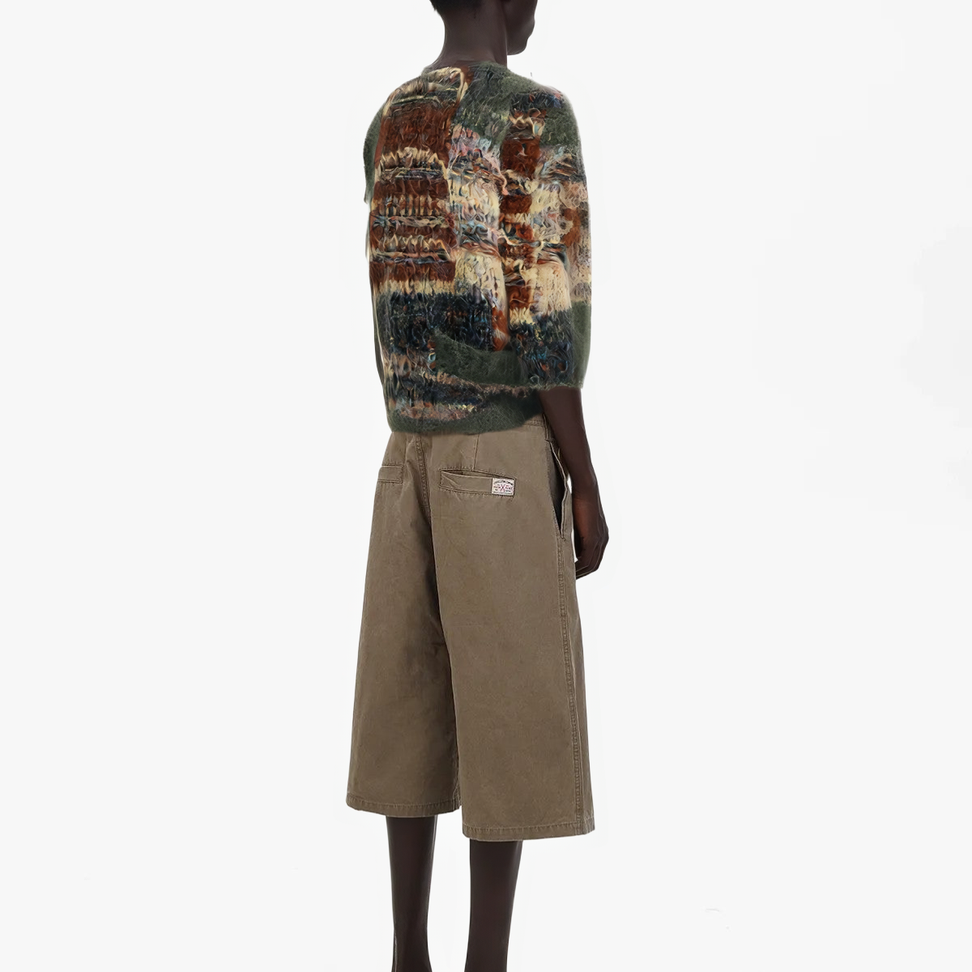 Alpaca Blend Striped Cardigan in Olive - Male Model #color_olive