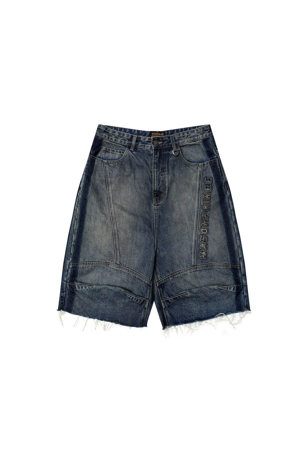MasonPrince Panelled Workwear Denim Shorts in Blue