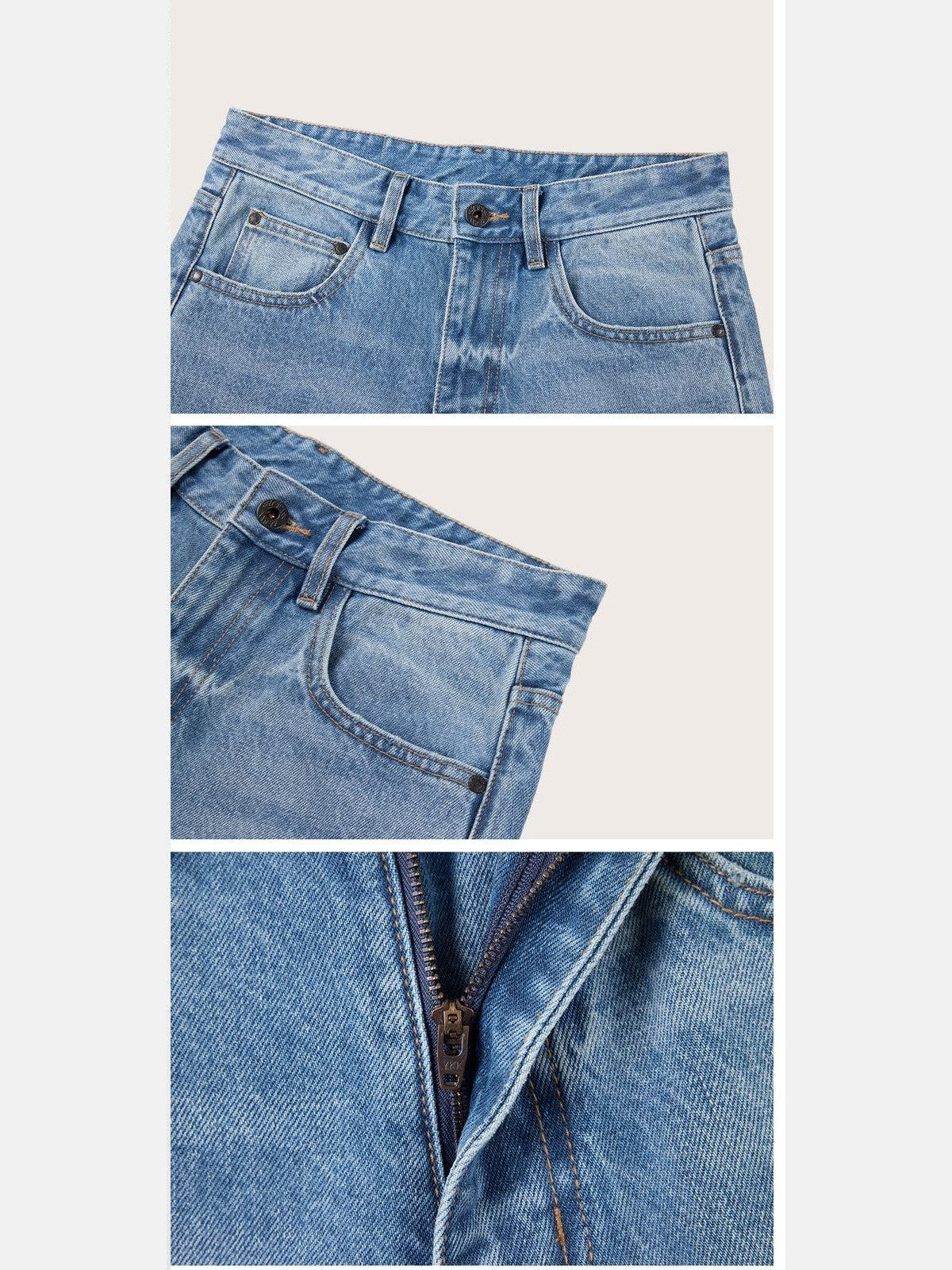 alright then Faded Mid Low Rise Straight Jeans in Blue - Detail