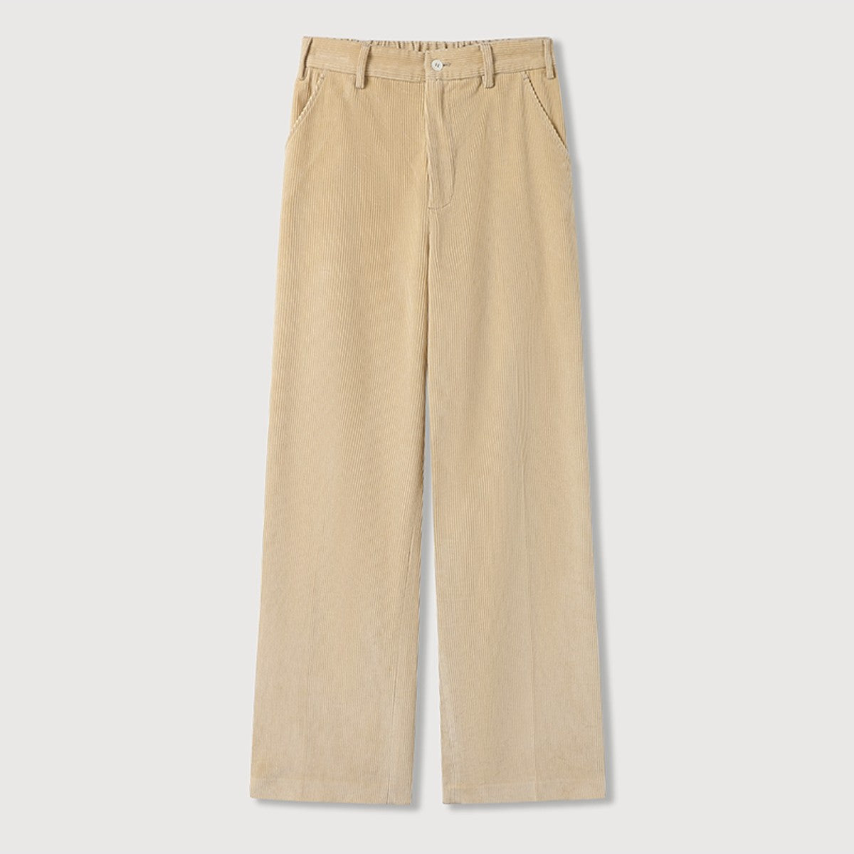 ROYA Supima Cotton Corduroy Trousers in Beige