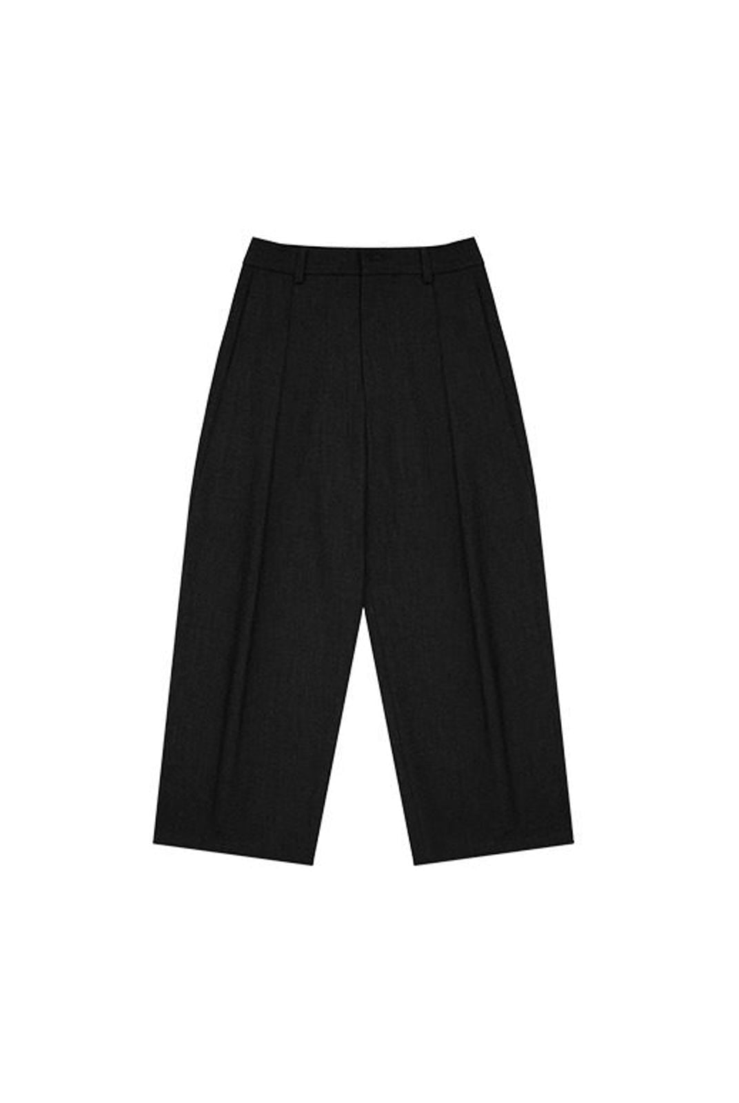 MasonPrince Inverted Pleat Curved Leg Trousers in Black