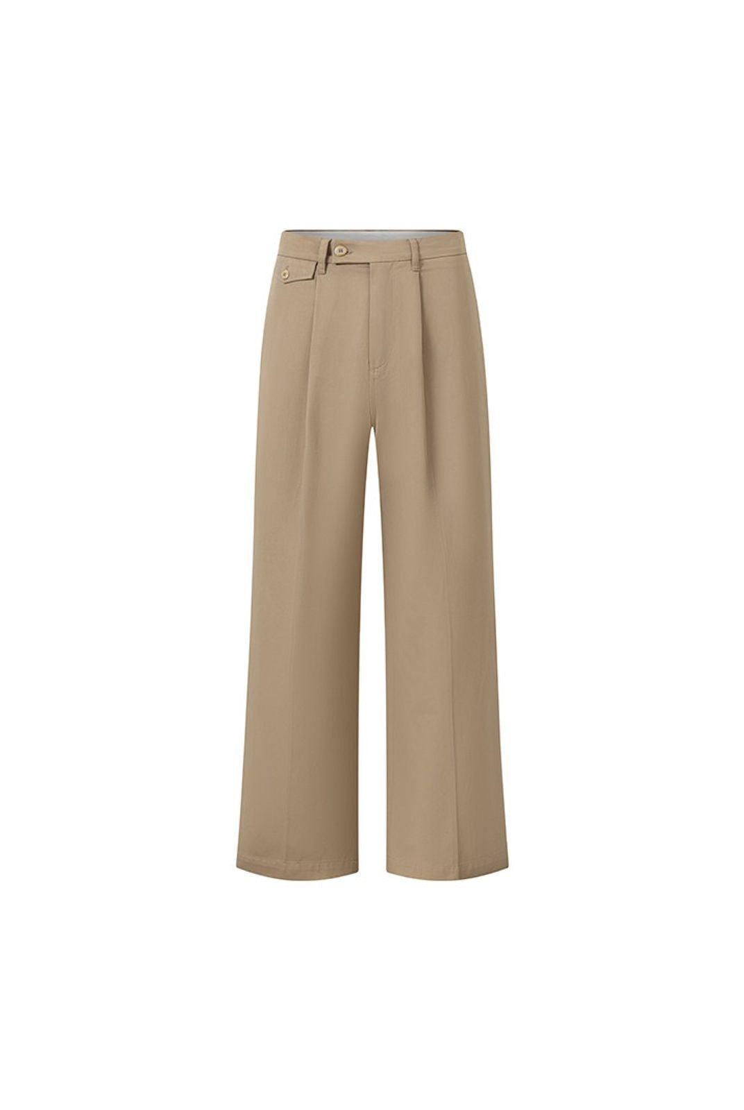ROYA Pleated Long Staple Cotton Chinos in Khaki