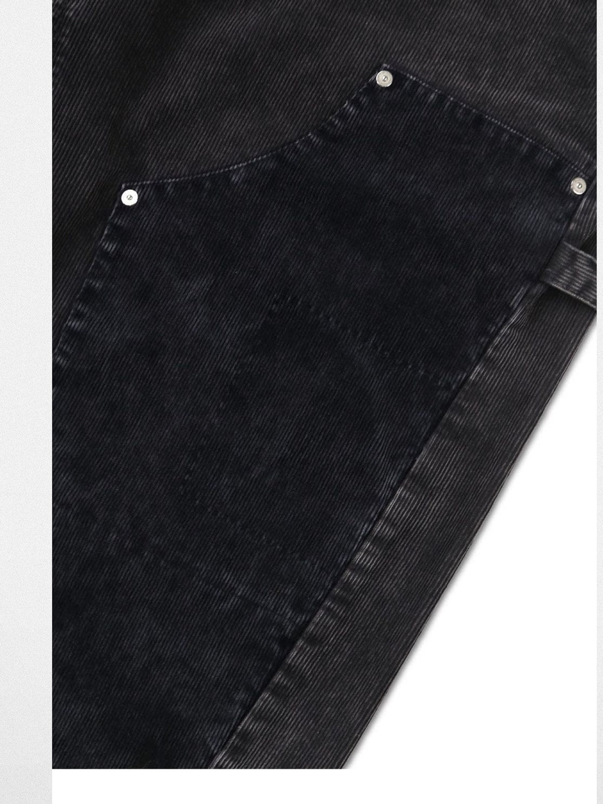 SOD Washed Corduroy Patchwork Logger Pants in Black - Detail