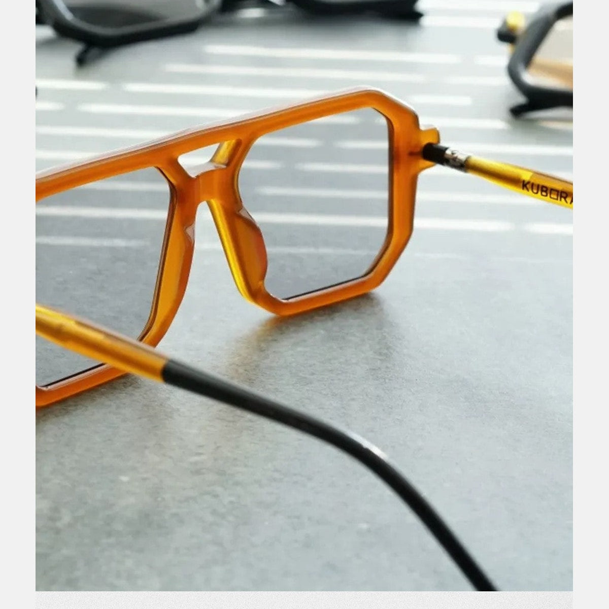 FUTURE UPDATE Oversized Geometric Double Bridge Glasses in Brown - Lifestyle