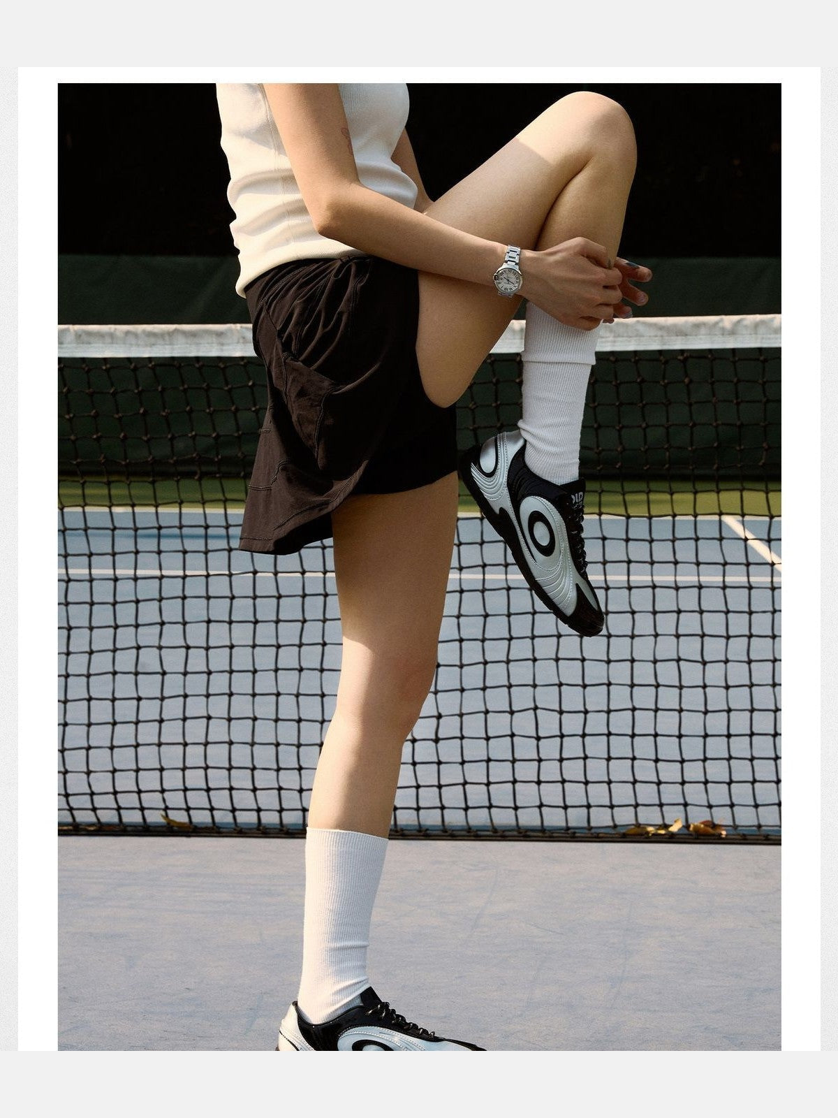 OLDORDER Turbine Lite Silver Sneakers in Black - On Model