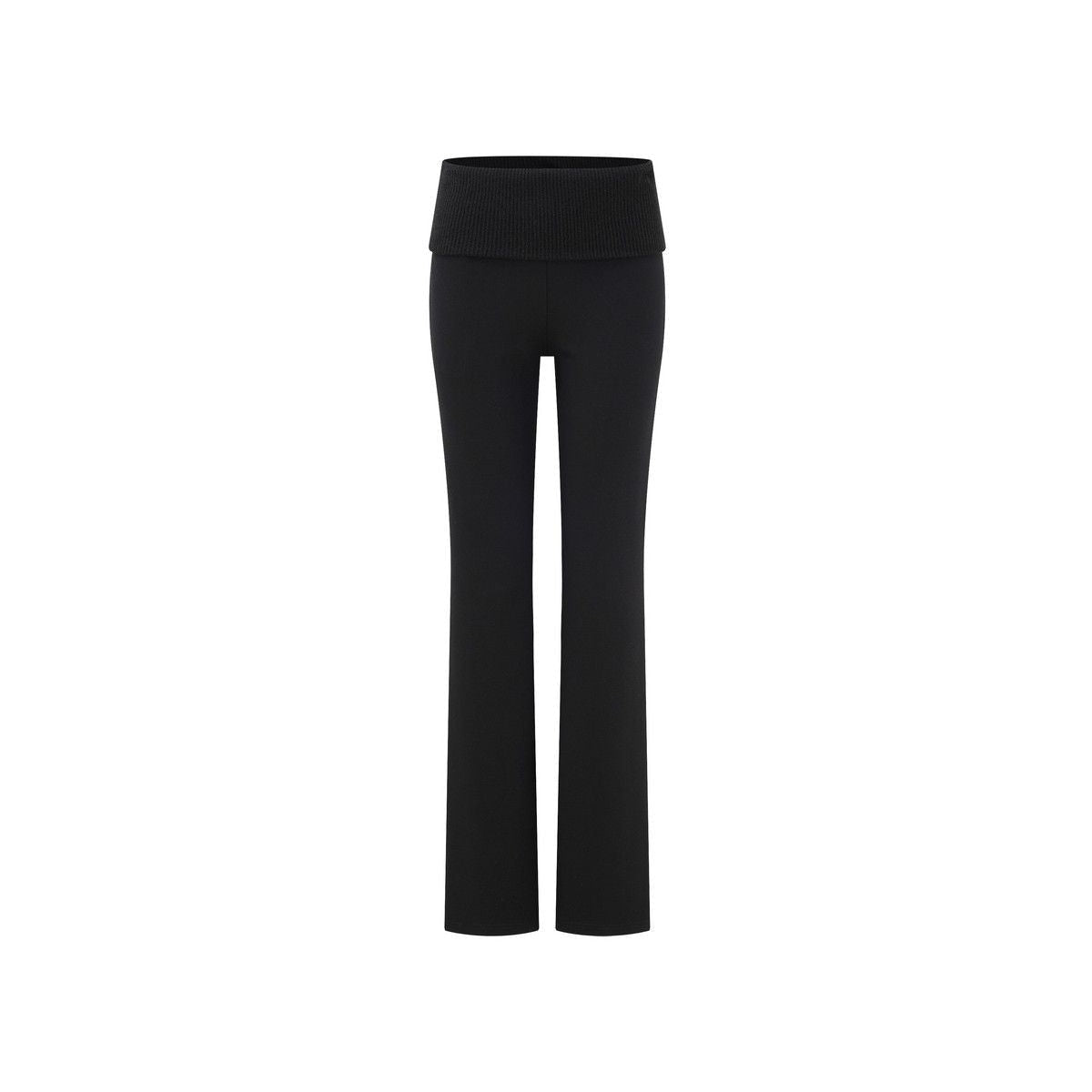 PUKI Ribbed Waist Micro Flare Pants in Black