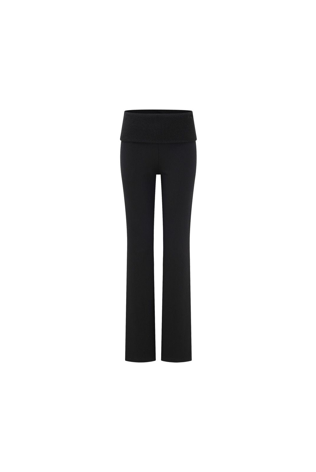 PUKI Ribbed Waist Micro Flare Pants in Black