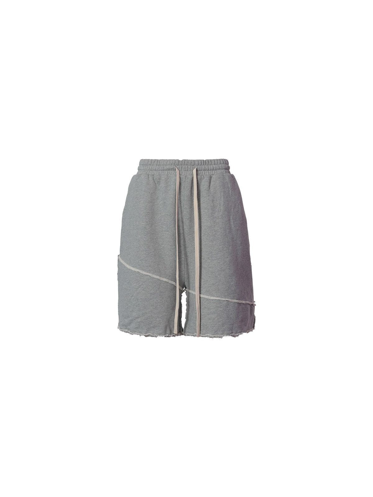 LOSTCTRL Raw Edge Panel Sweat Shorts in Gray