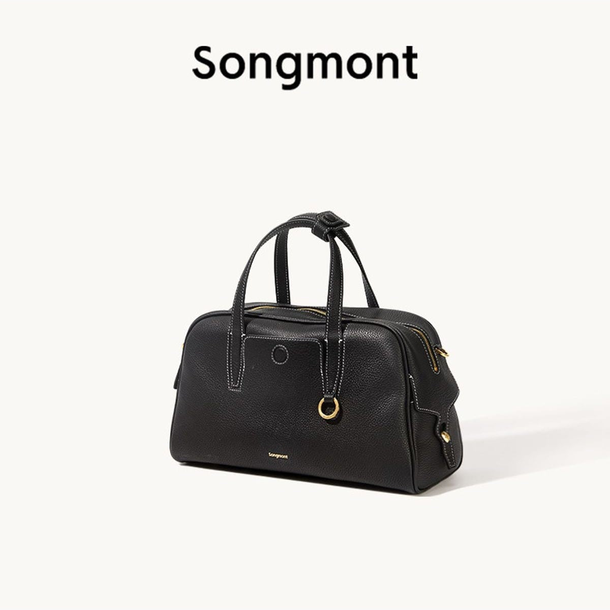 Songmont Cowhide Leather Bowling Bag in Black