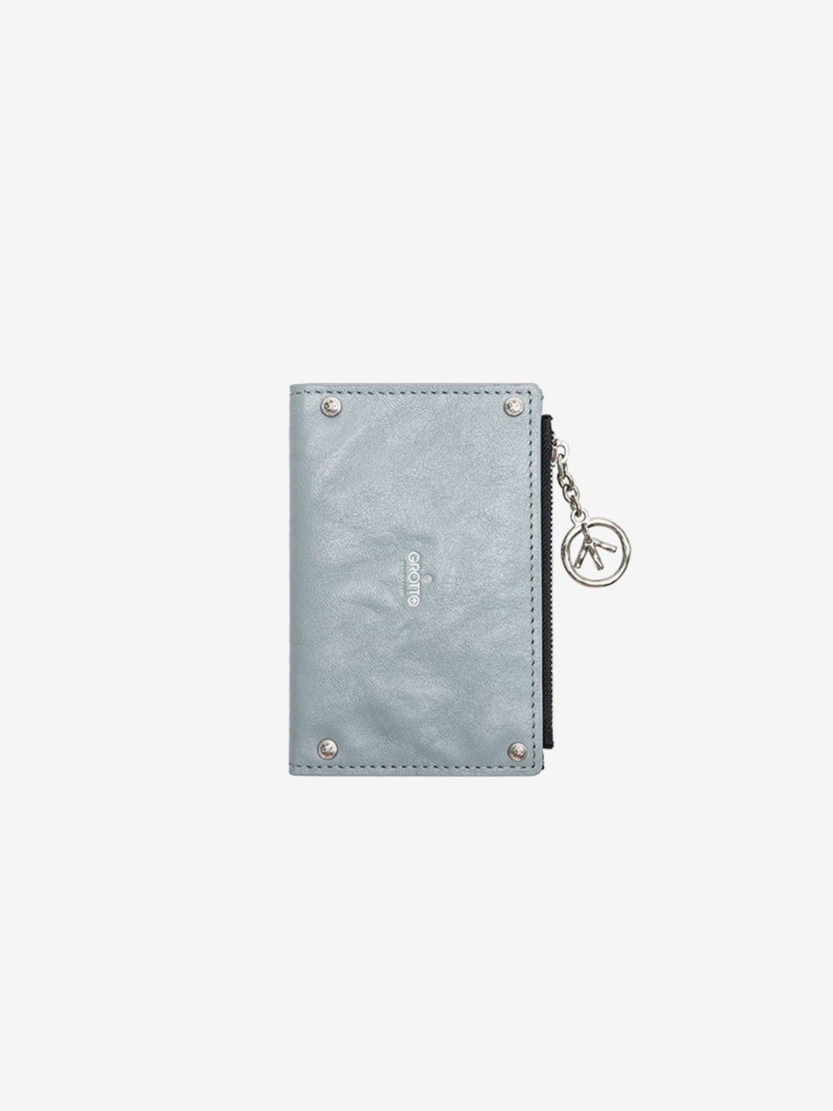 Grotto Vegetable Tanned Sheepskin Card Holder in Sky Blue