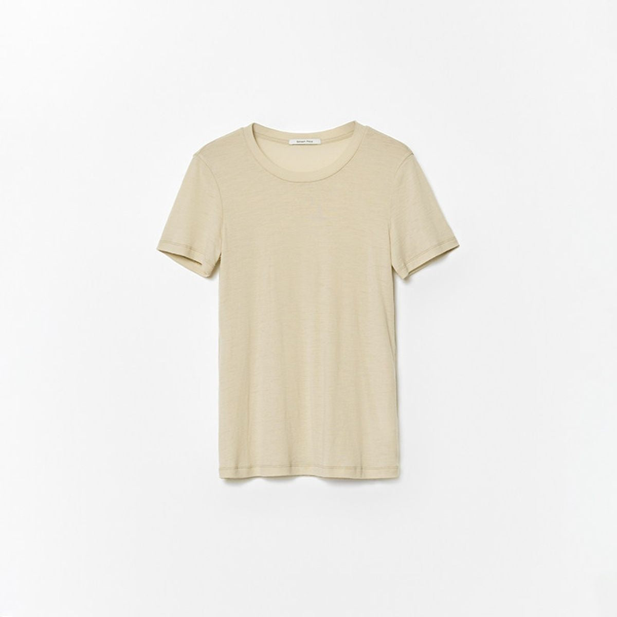 RandomPiece Lambswool Scoop Neck Tee in Beige