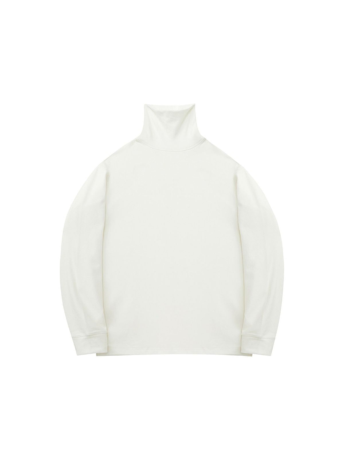 NANS Warm Fleece Blend High Neck Tee in White