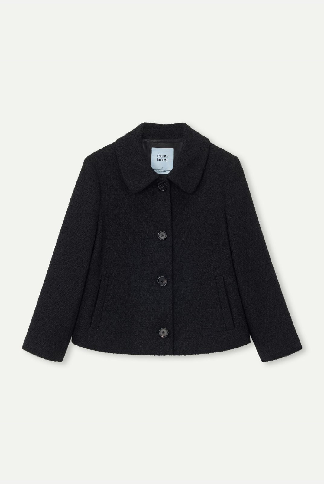 PUKI Cropped Tweed Jacket in Black