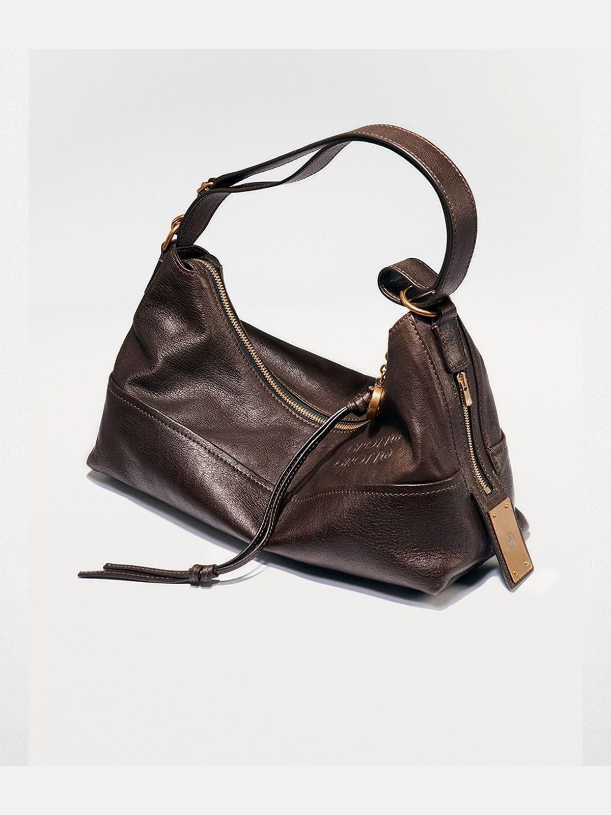 Grotto ArkHobo Small Calfskin Shoulder Bag in Brown