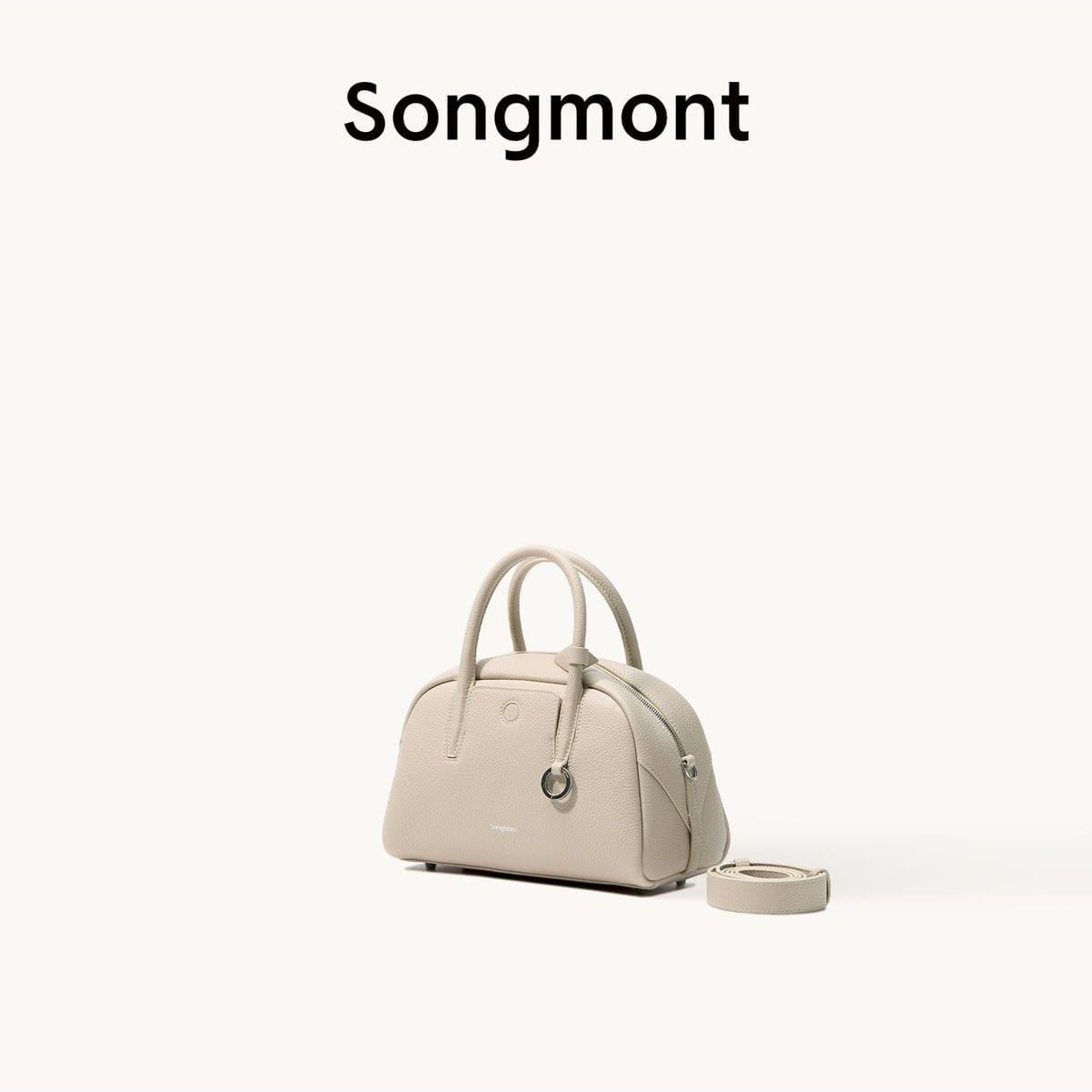 Songmont Mini Leather Bowling Bag in White