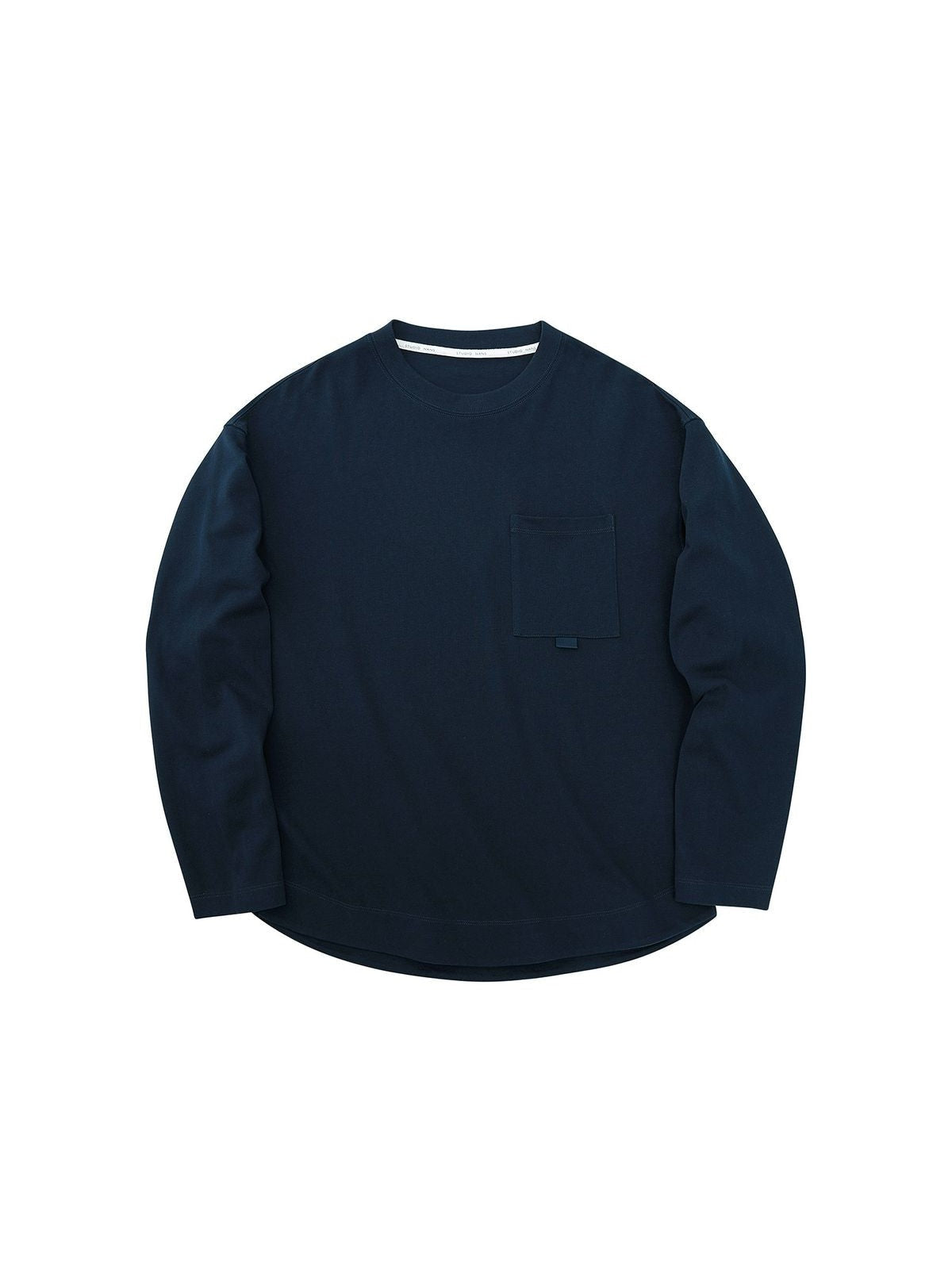 NANS Webbing Strap Pocket Long Sleeve Tee in Navy Blue