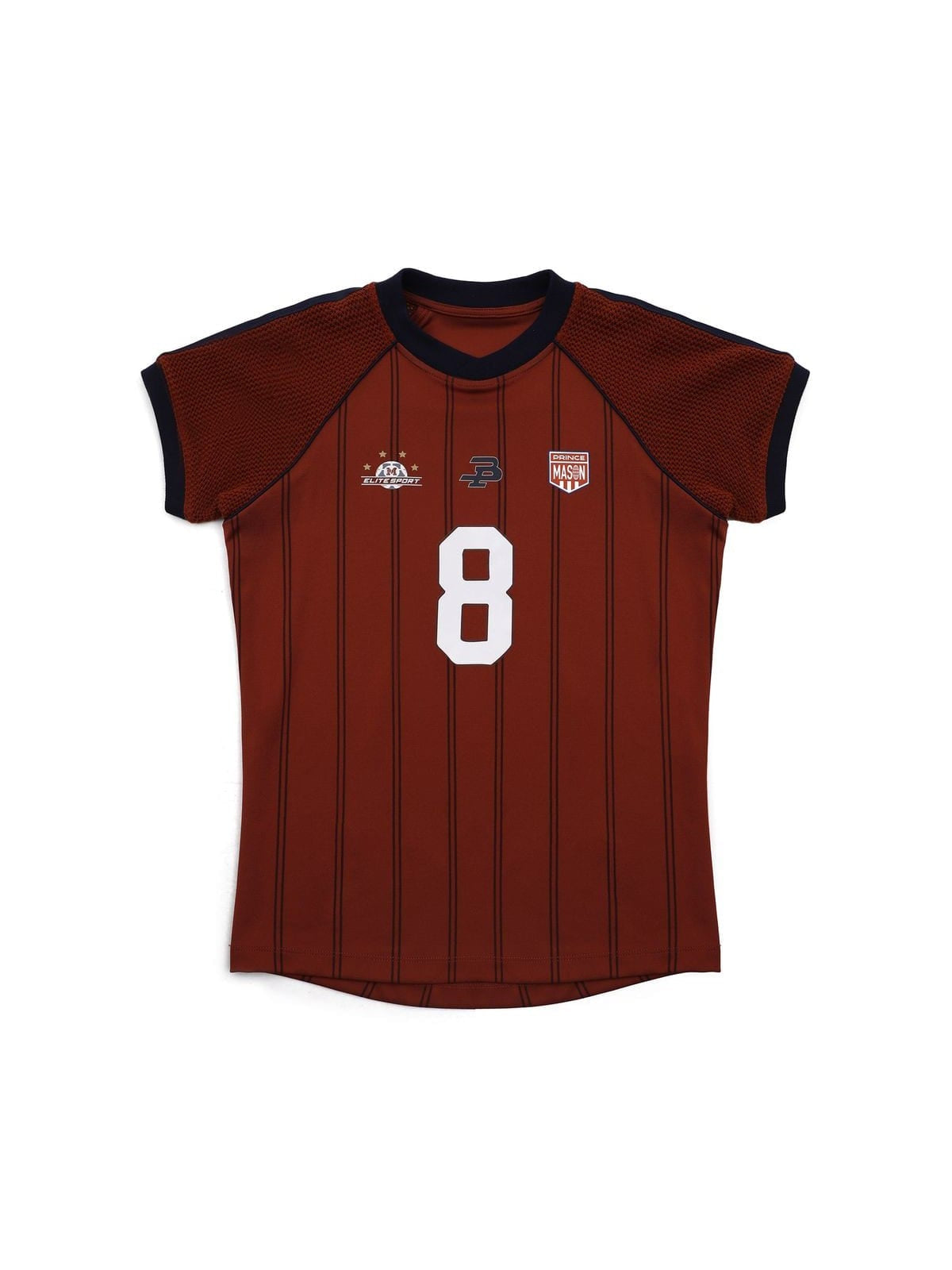 MasonPrince Striped Mesh Panel Jersey in Burgundy