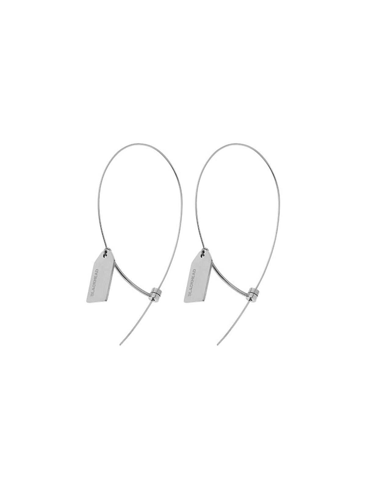 BLACKHEAD Steel Label Tag Wire Earrings in Gray