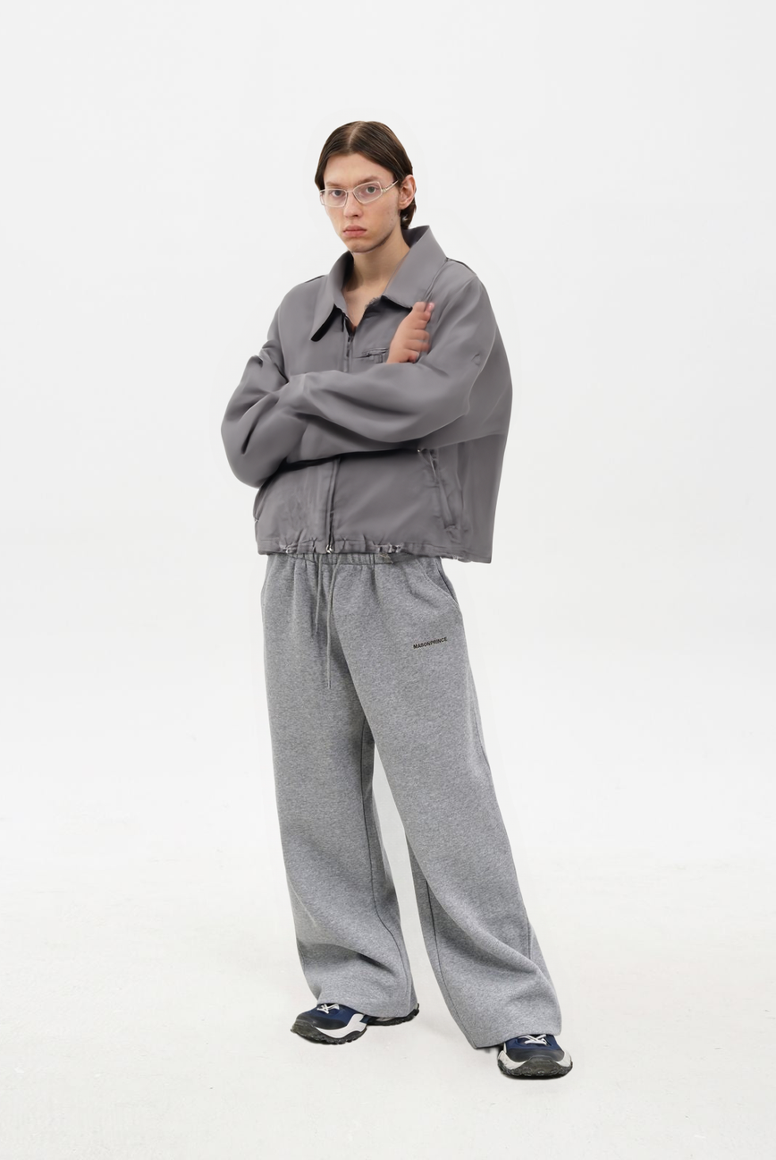 Distressed Cotton Workwear Jacket in Gray - Male Model #color_gray