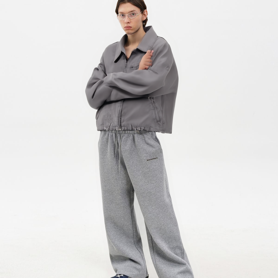 Distressed Cotton Workwear Jacket in Gray - Male Model #color_gray