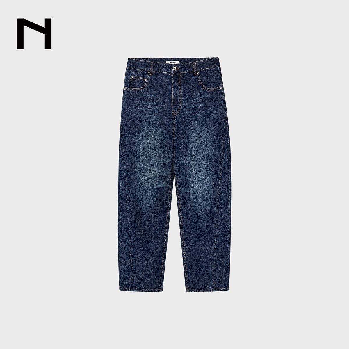 NANS 14oz Heavyweight Curved Leg Jeans in Navy Blue