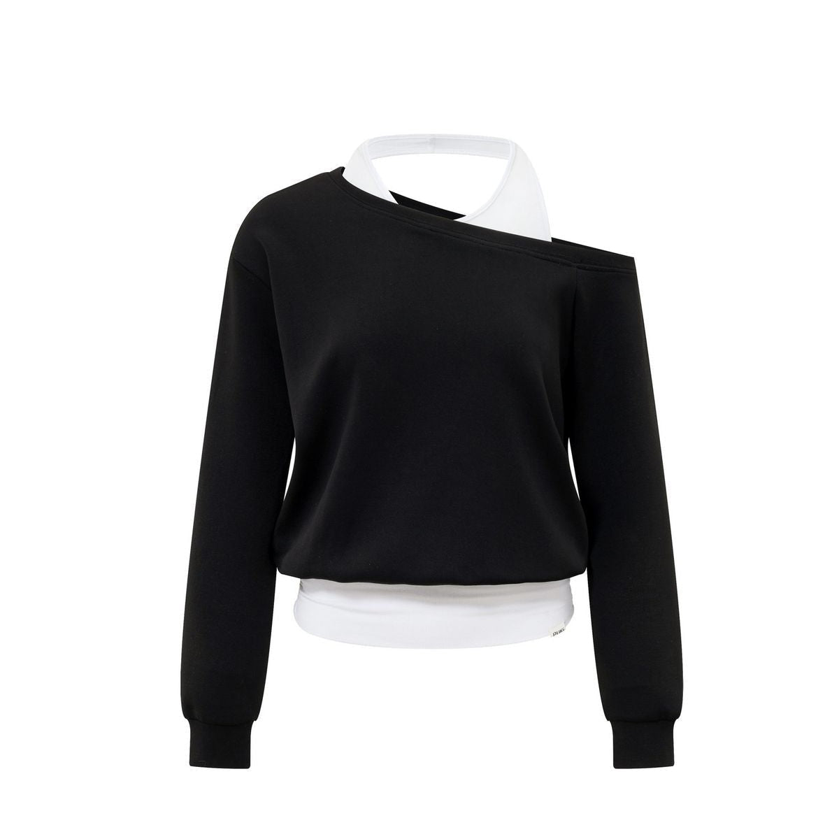 PUKI Layered Off Shoulder Sweatshirt in Black