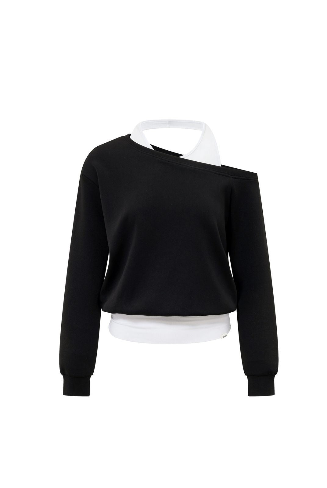 PUKI Layered Off Shoulder Sweatshirt in Black