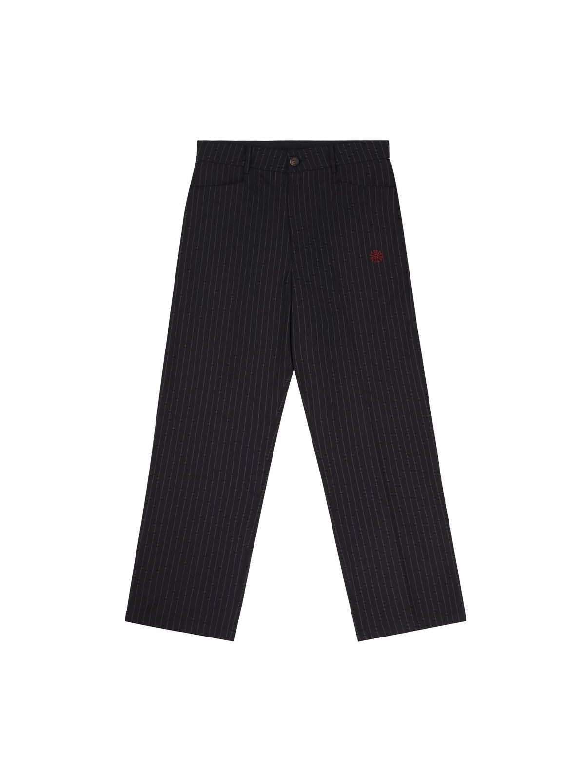 SOD Melvins Embroidered Pinstripe Trousers in Black