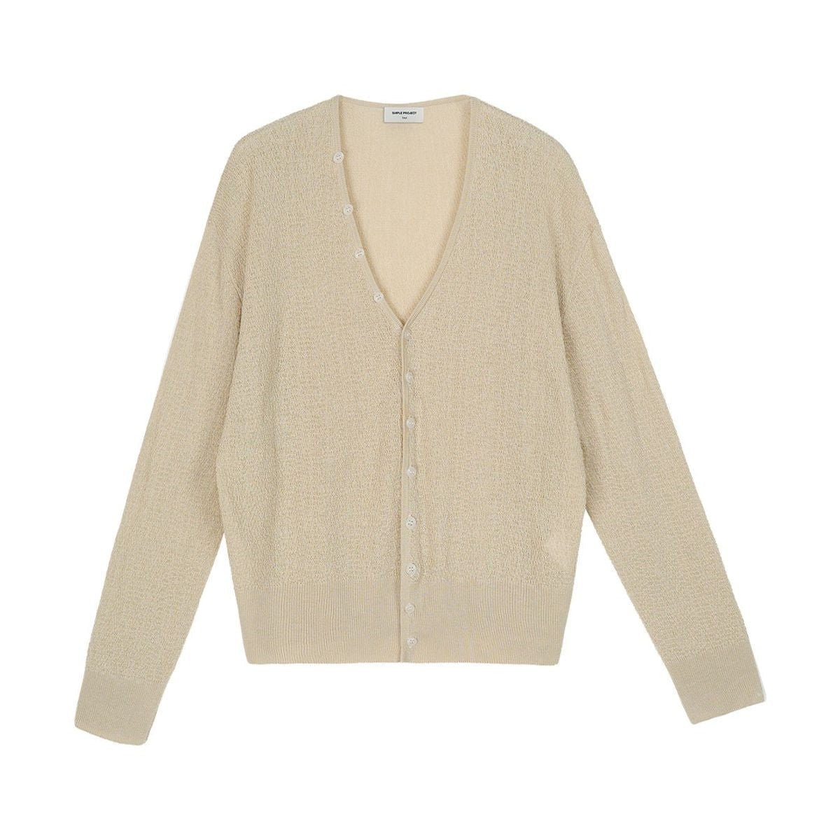 Simple Project Textured Linen Blend Cardigan in Beige