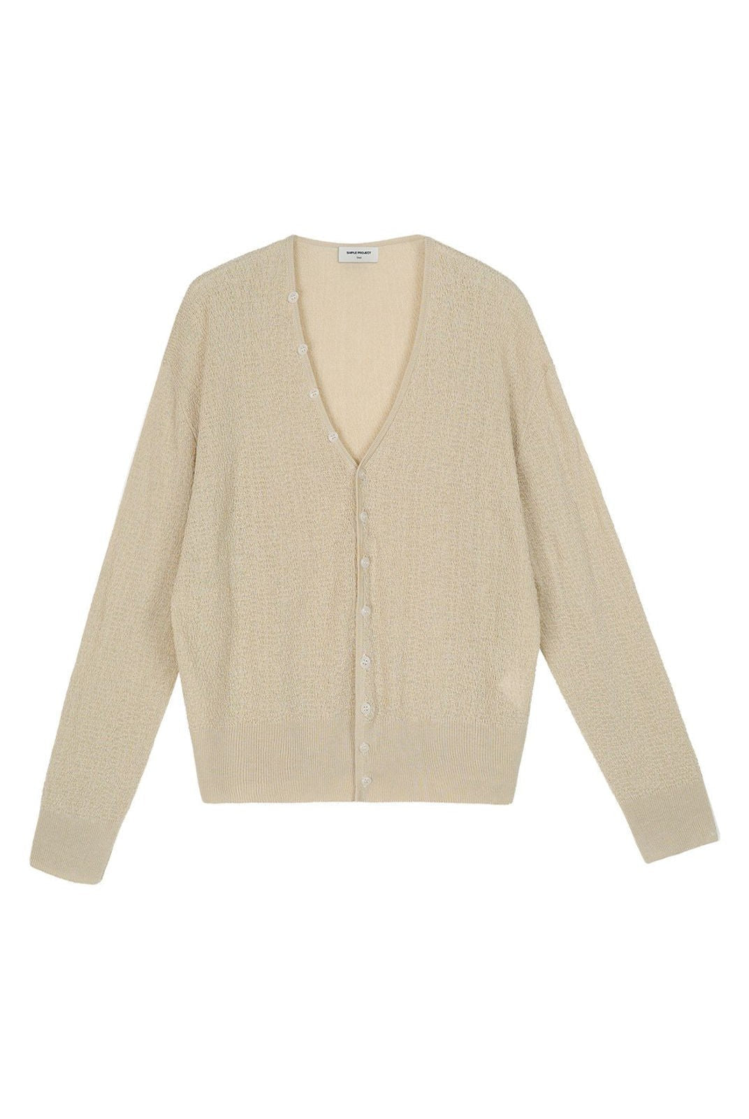 Simple Project Textured Linen Blend Cardigan in Beige