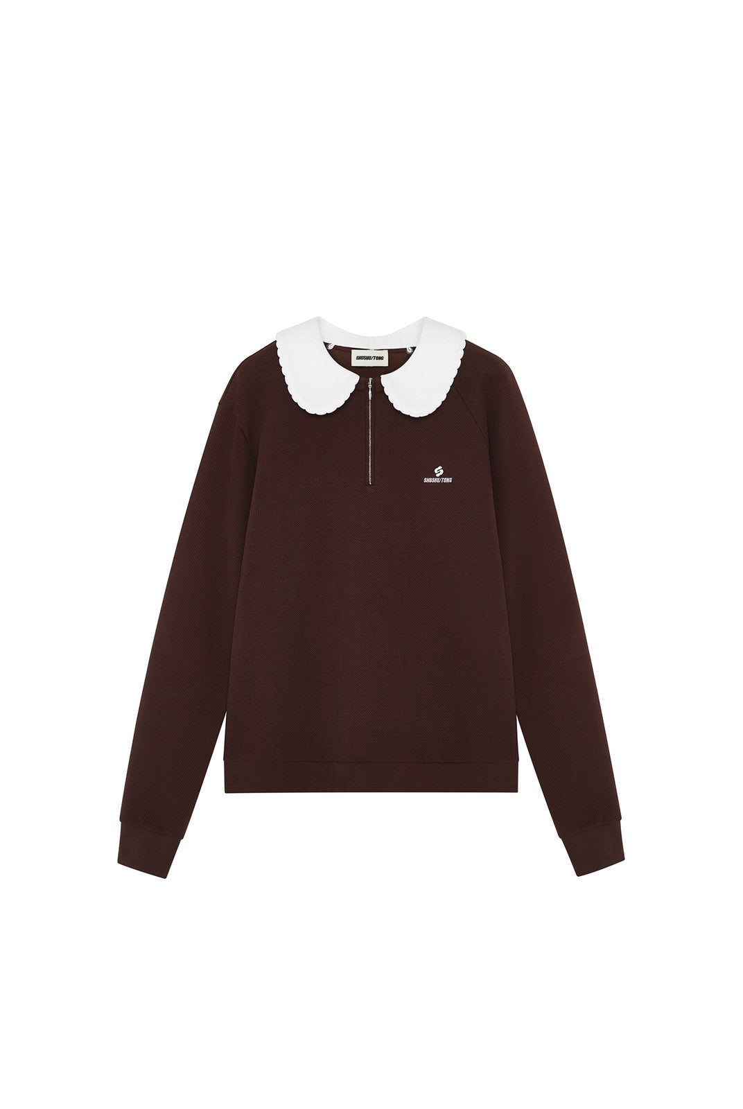 SHUSHUTONG Oversized Doll Collar Sweatshirt in Brown