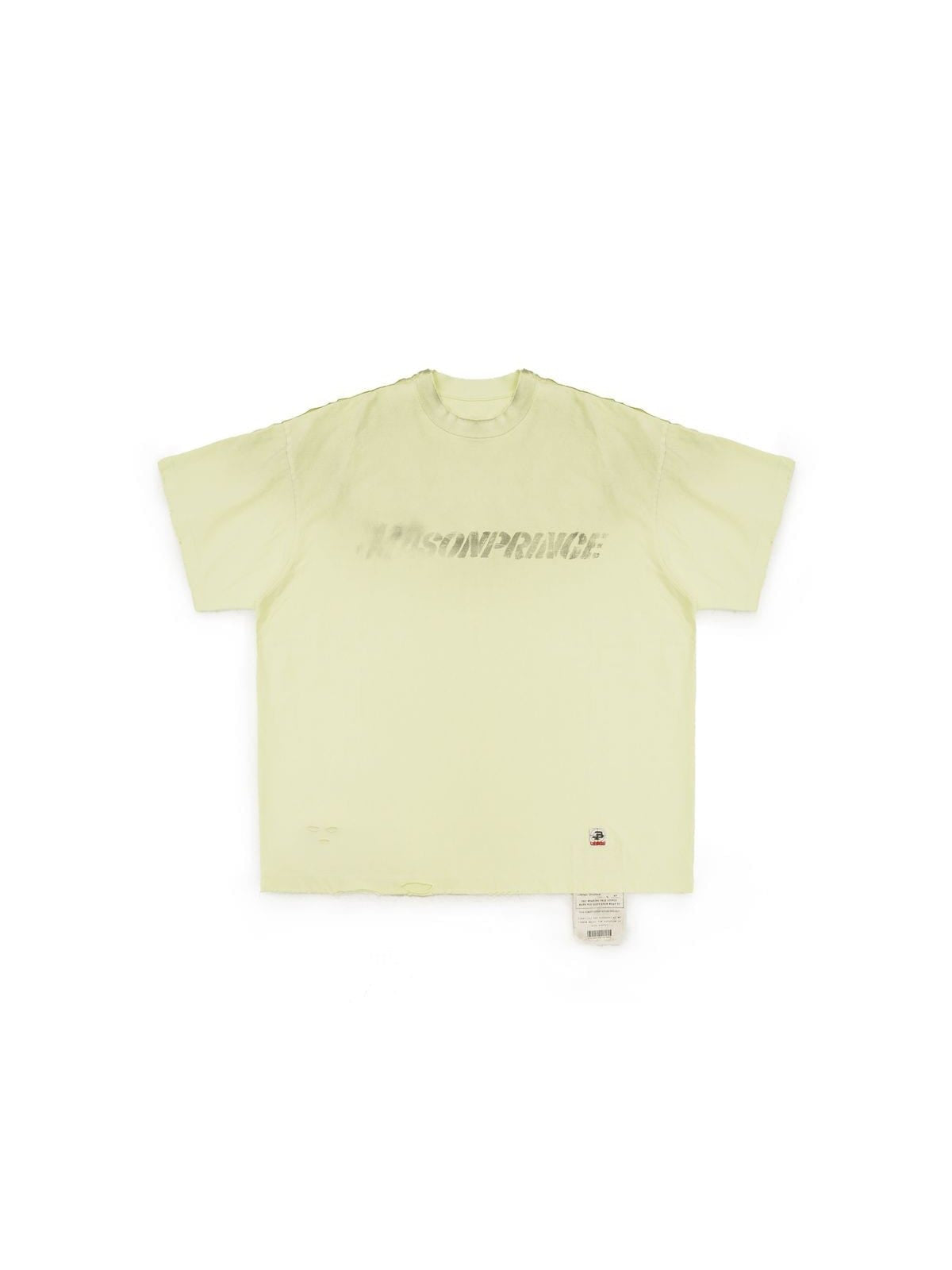 MasonPrince Distressed Spray Paint Logo T Shirt in Yellow