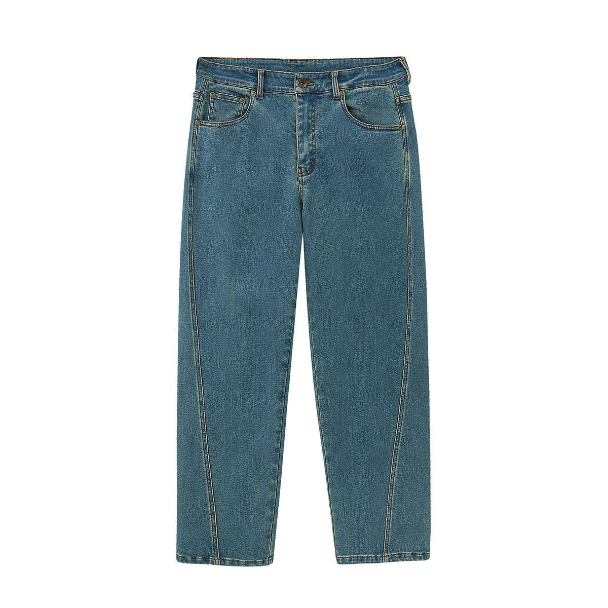 NANS Fleece Lined Offset Seam Jeans in Denim