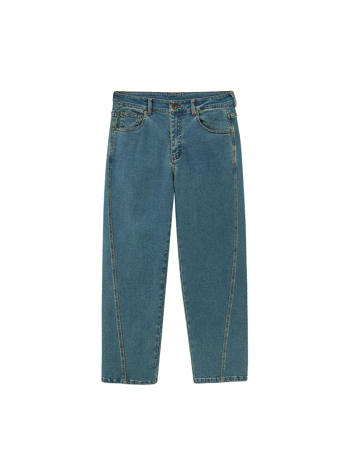 NANS Fleece Lined Offset Seam Jeans in Denim