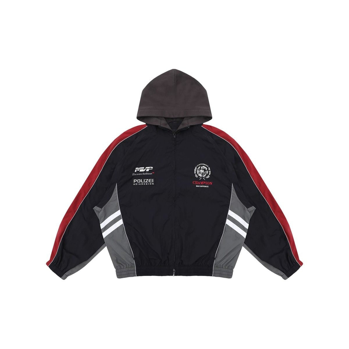 MasonPrince Deconstructed Patchwork Track Jacket in Black