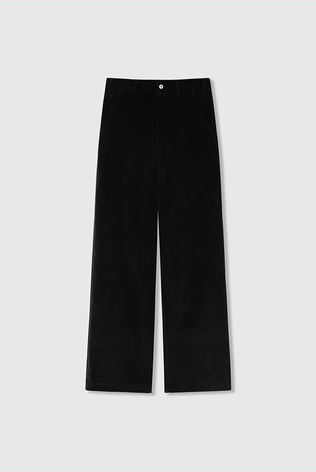 ROYA Supima Cotton Corduroy Trousers in Black