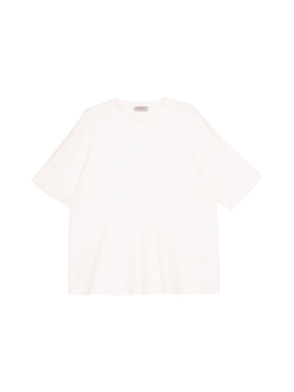 Simple Project Merino Wool V Neck T Shirt in White
