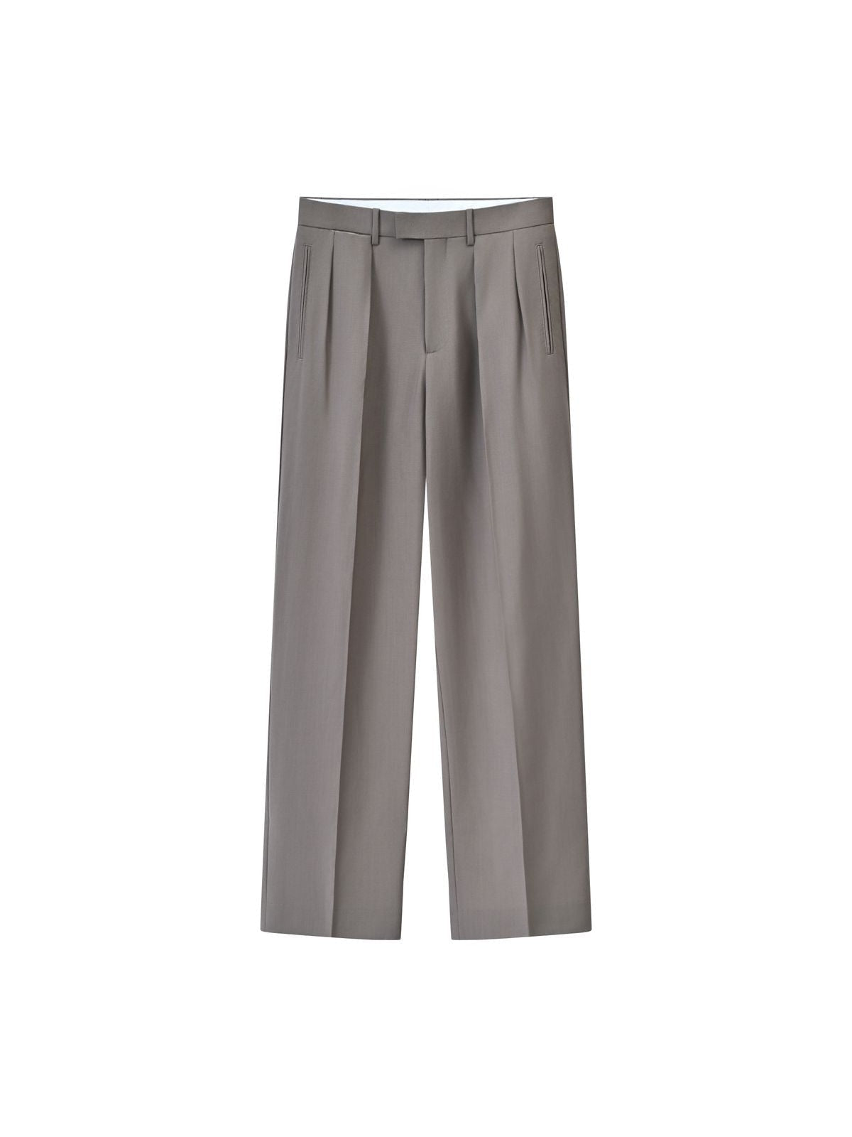 Roolrren Homme Pleated Wool Trousers in Beige