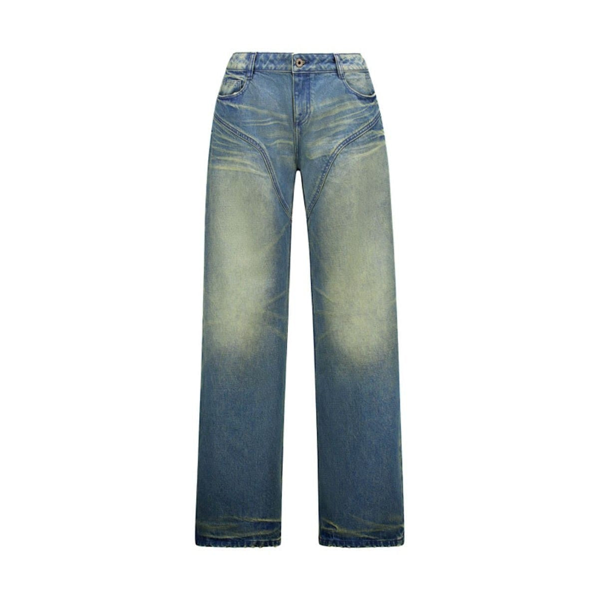 Fax copy express Curved Panel Dirty Wash Jeans in Denim