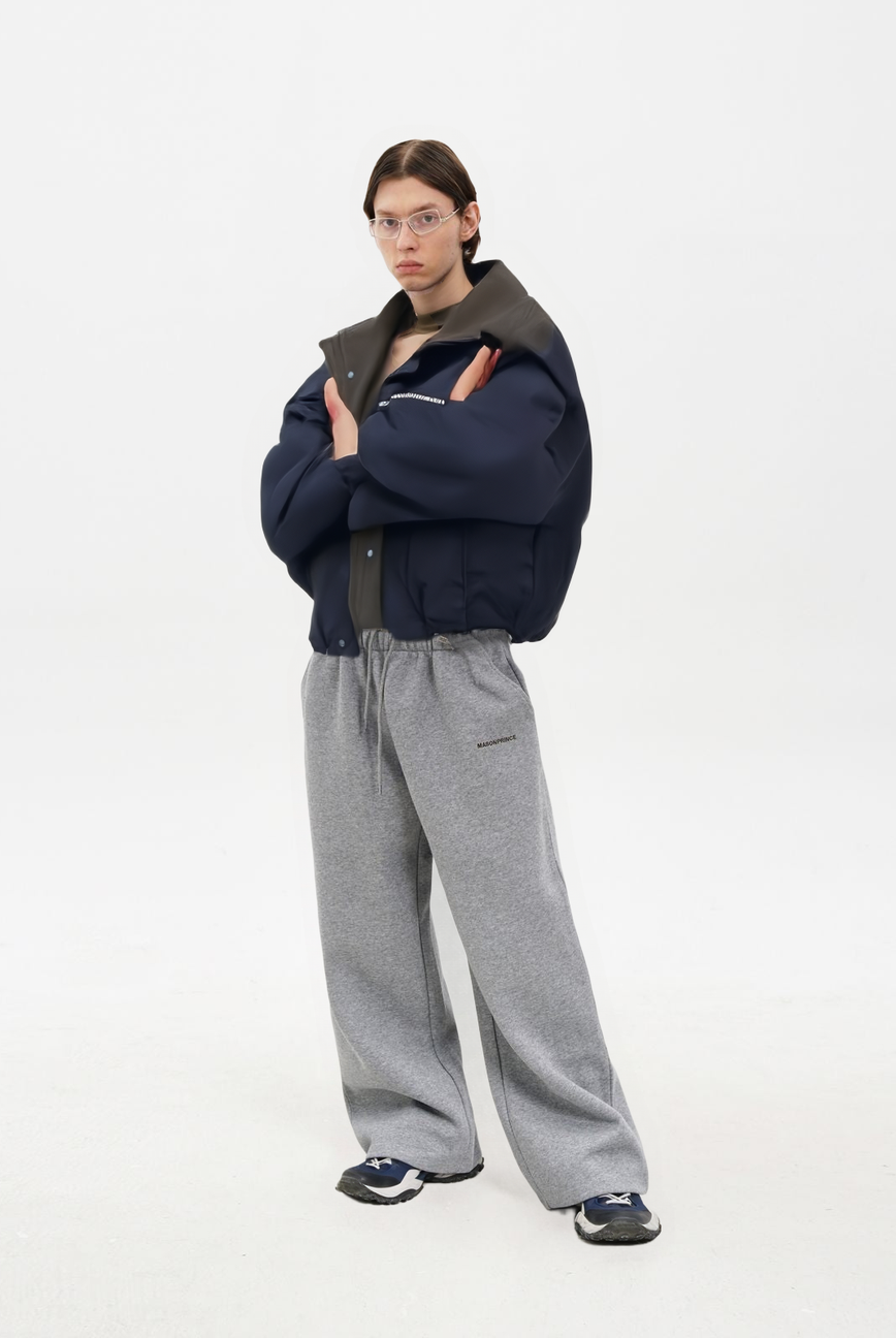 Fleece Lined Cropped Work Jacket in Blue - Male Model #color_blue