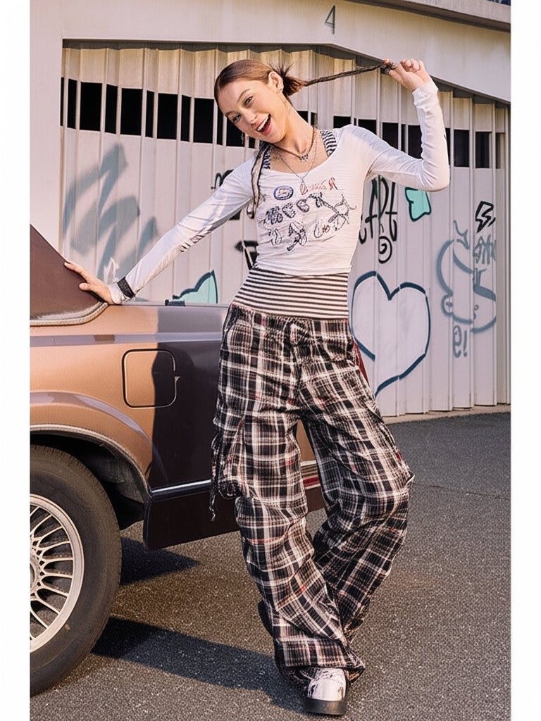 BeerBro Graffiti Print Tee Striped Tank Set in White