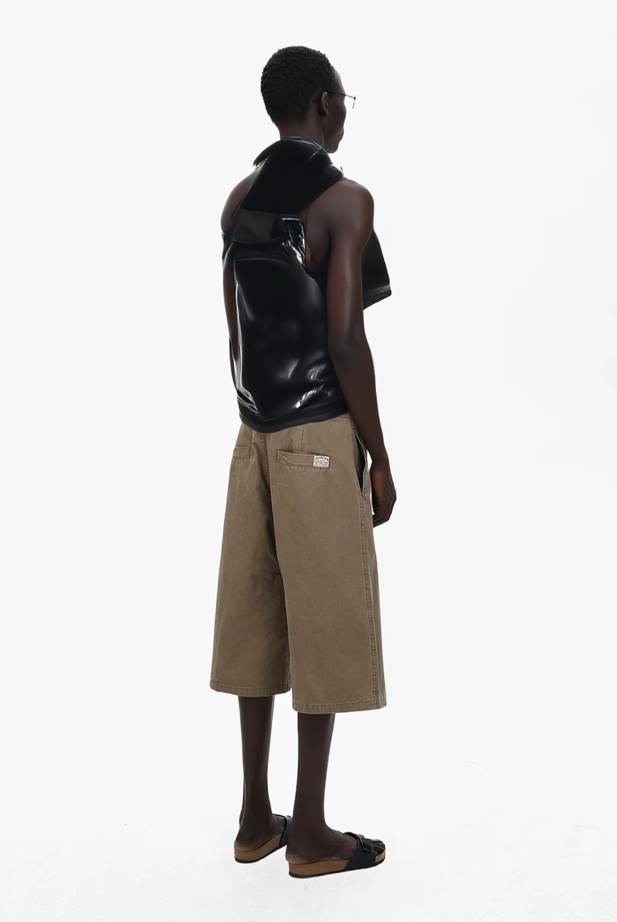 Chunky Polished Suede Shoes in Black - Male Model #color_black