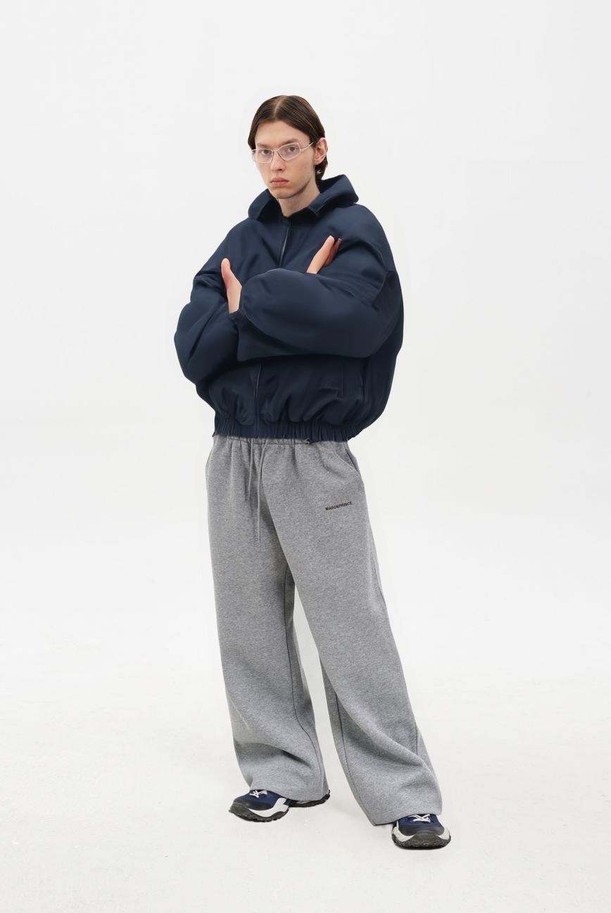 Reversible Cotton Harrington Jacket in Navy - Male Model #color_navy