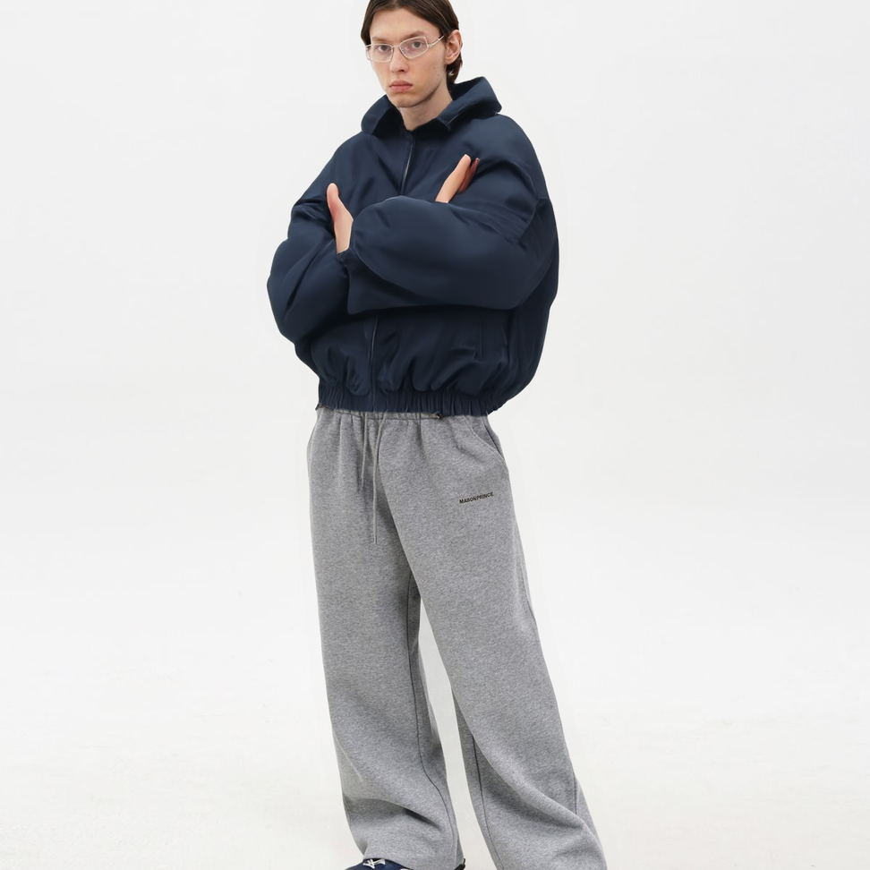 Reversible Cotton Harrington Jacket in Navy - Male Model #color_navy