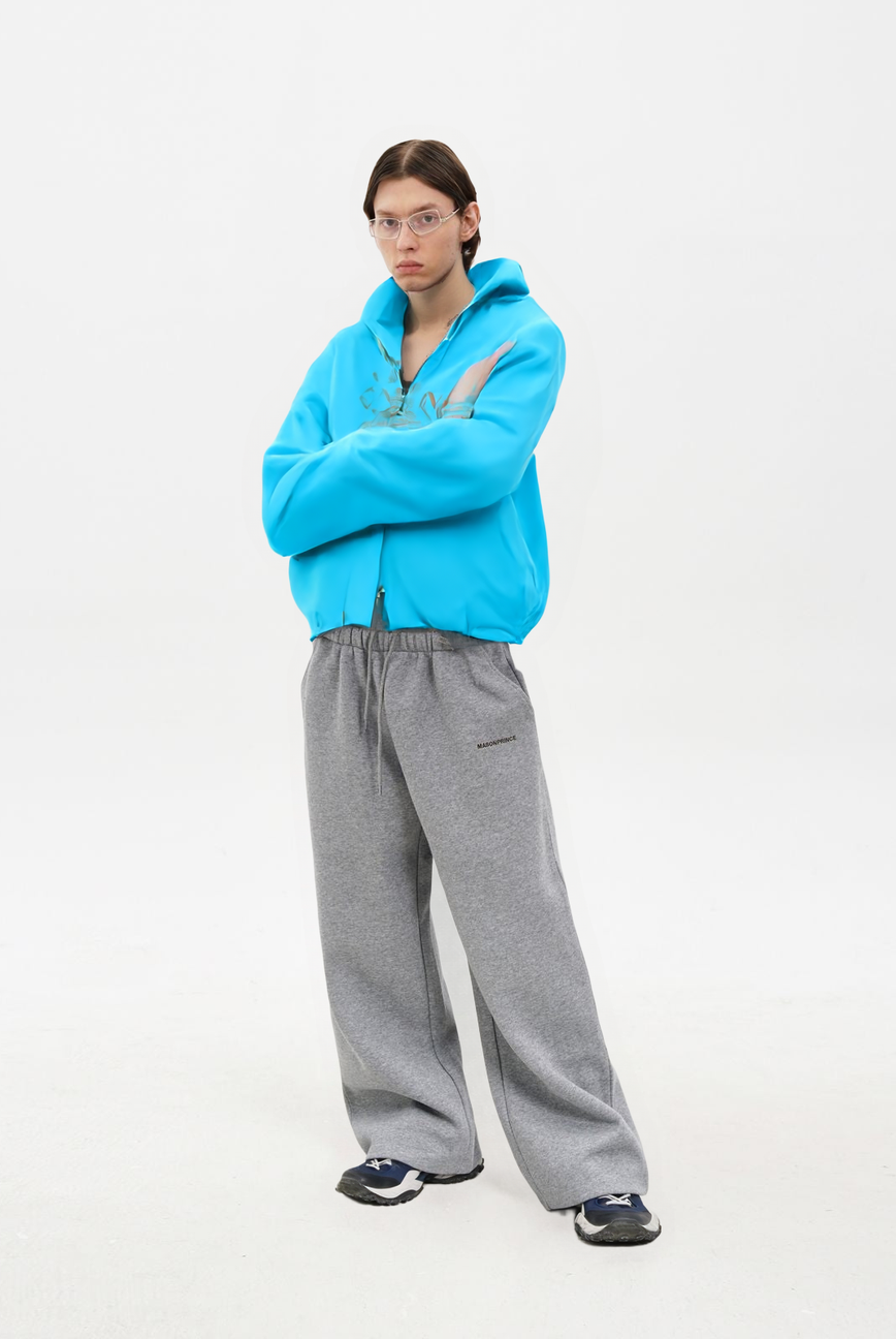 Playing Time Graphic Zip Up Hoodie in Sky Blue - Male Model #color_sky-blue