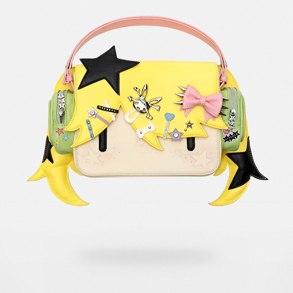 CFIERCE Girl with Headphones Graphic Crossbody in Yellow